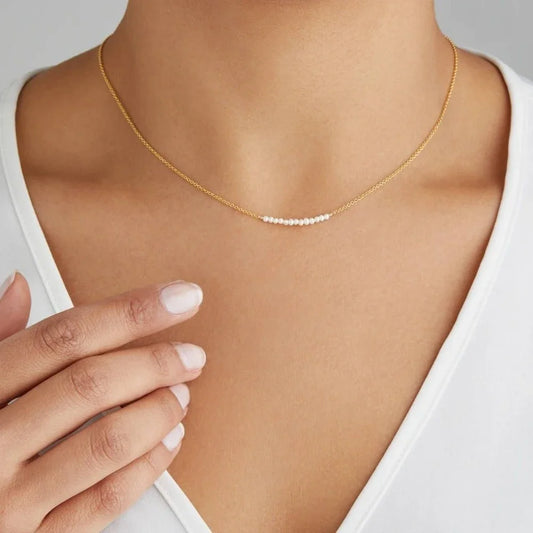 CCGOOD 18K Gold Plated Stainless Steel Necklace Natural Pearl Choker for Women Minimalist Dainty Jewelry Everyday Hypoallergenic